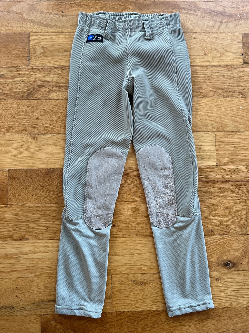 Irideon Kids Tan Riding Leggings Britches with Suede Knee Patches Size Small